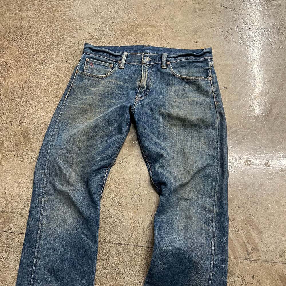 POLO RALPH LAUREN JEANS MUDWASH FADED DISTRESSED DENIM - Picture 3 of 10